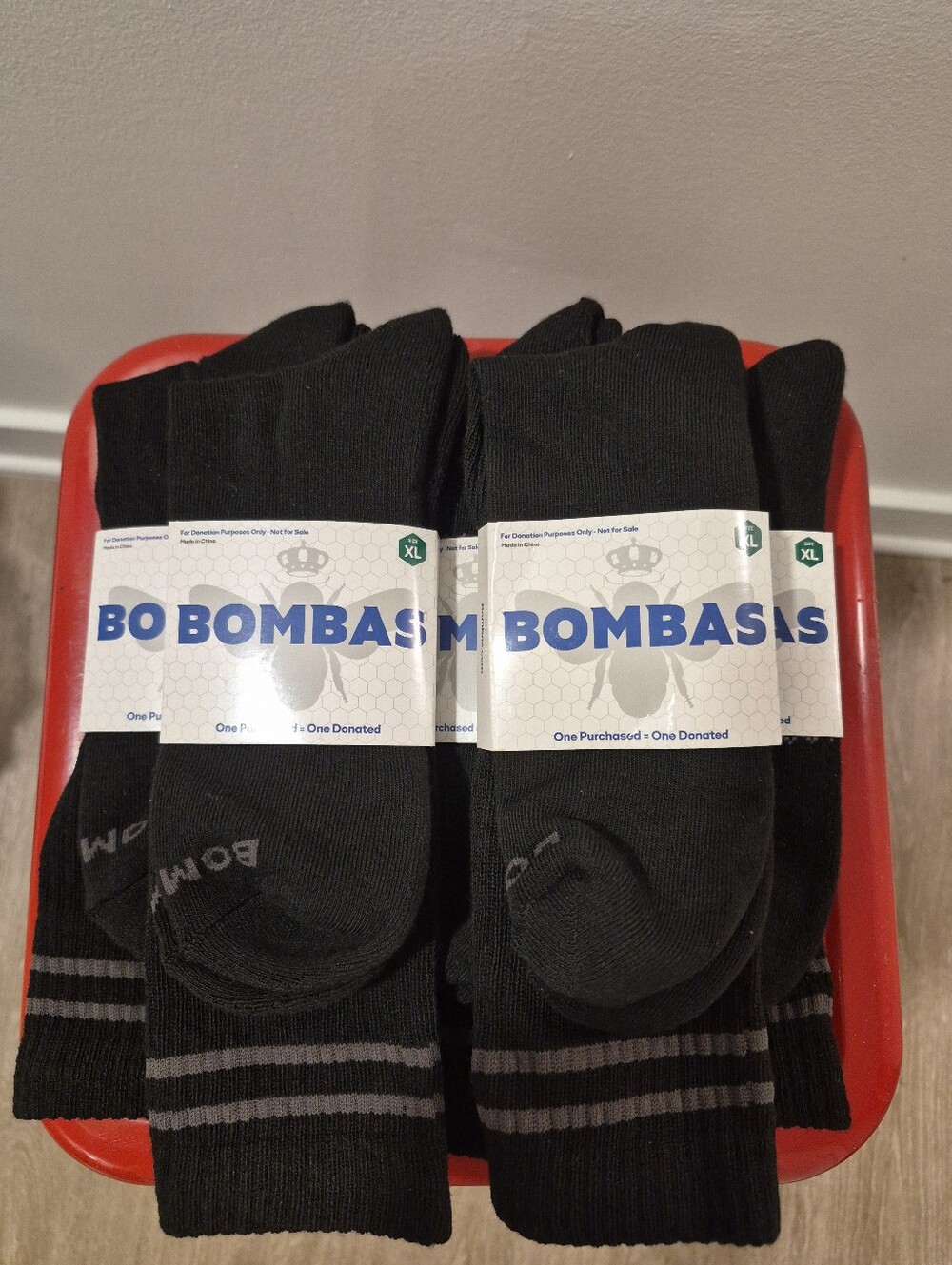 Bombas Crew Socks Lot of 5 Pairs Black Mens Size XL